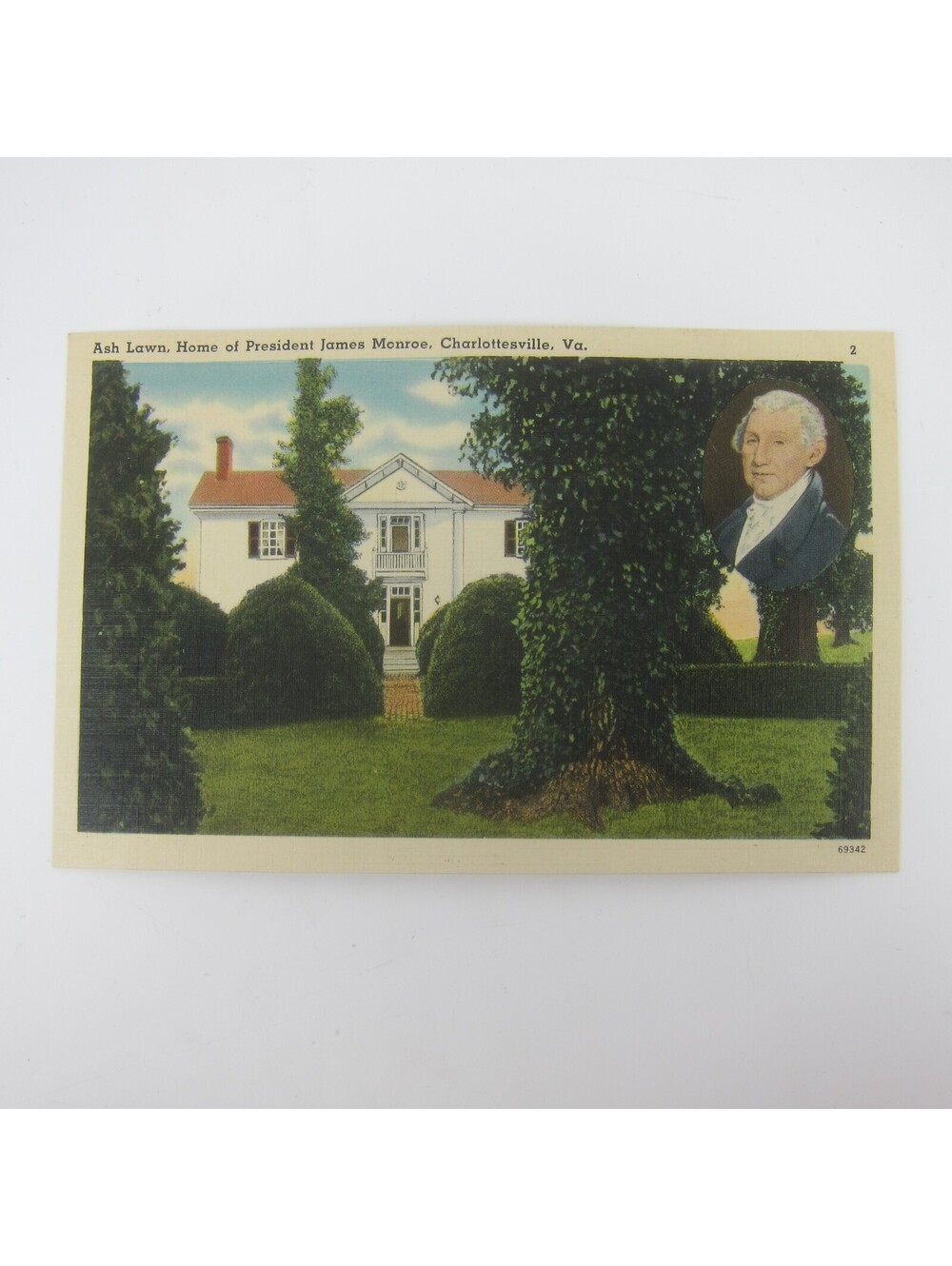 Vintage Linen Postcard Charlottesville Virginia Ash Lawn President James Monroe